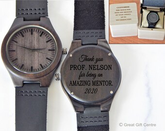 Personalized Gift for Mentor - Boss Thank you Wood Watch - Appreciation Gifts for Men