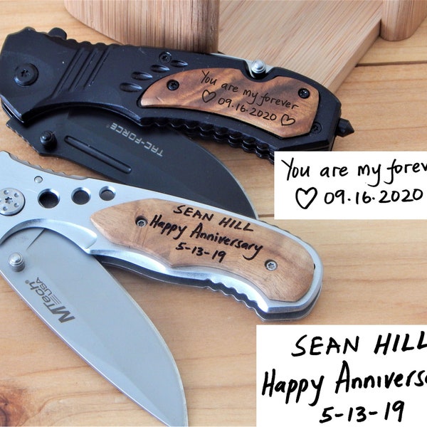 Handwriting Engraved Knife Gift for Men - Boyfriend Handwritten Personalized Pocket Gifts