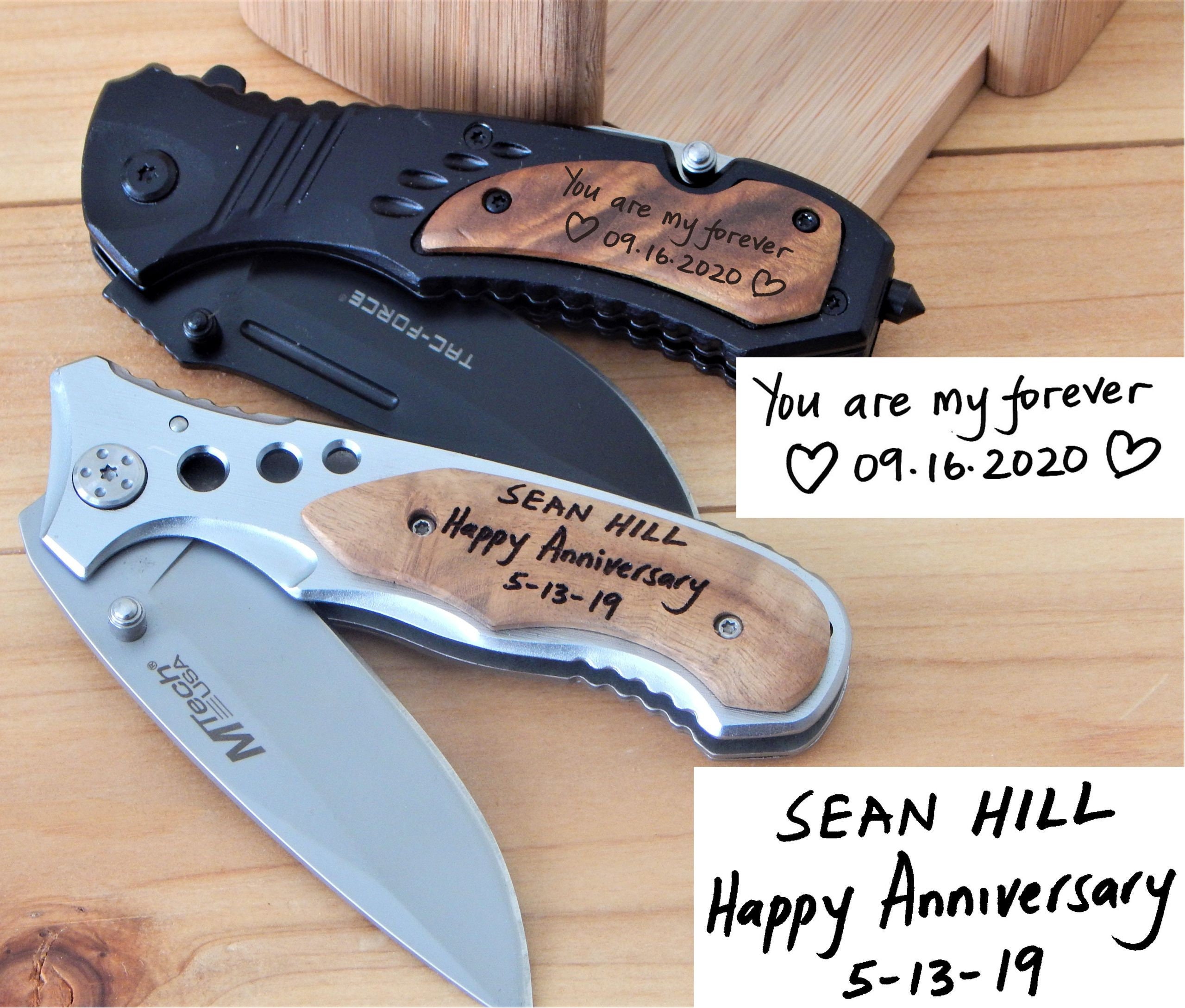 Engraved Handwriting Folding Pocket Knife: Personalized
