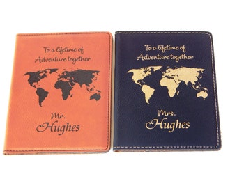 Mr and Mrs Personalized Passport Covers Travel Gift Set for Couple - Honeymoon Holder - Wedding Gift