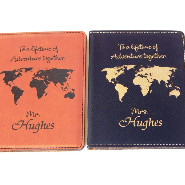 Mr and Mrs Personalized Passport Covers Travel Gift Set for Couple - Honeymoon Holder - Wedding Gift