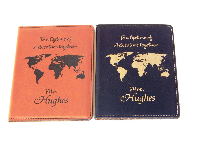 Mr and Mrs Personalized Passport Covers Travel Gift Set for Couple - Honeymoon Holder - Wedding Gift