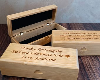 Caja de madera personalizada / Caja de recuerdo de madera personalizada / Caja con nombre grabado / Caja de regalo para padrinos de boda / Regalos navideños de bambú / Almacenamiento elegante