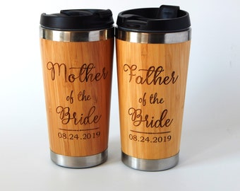 Father and Mother of the Bride Gift Tumbler from Groom - Engraved Bamboo Tumblers- PRICE FOR 1 CUP