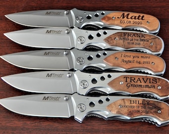Personalized Knife for Men - Gift for Groomsmen - Engraved Pocket Knives Set