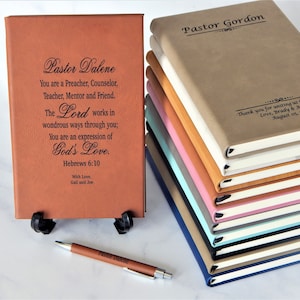 Pastor Appreciation Gifts | Personalized Notebook Journal | Wedding Gift for Priest | Custom Birthday Gift | Christmas Leather Engraved Gift