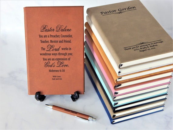Personalized Notebook Gift for Pastor: Custom Engraved Journal