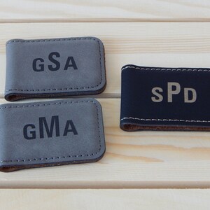 Monogram Money Clips for Men Groomsmen Gift Personalized Leather Money Clip Gifts Set image 2