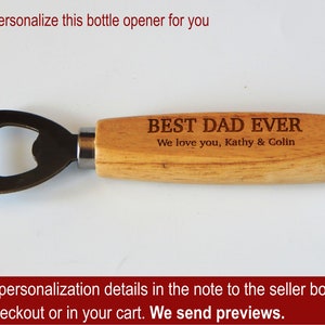 Personalized Wood Bottle Opener Gift for Dad | Custom Birthday Gifts for Grandpa | Engraved Christmas Gift | Father&#39;s Day Gift for Men
