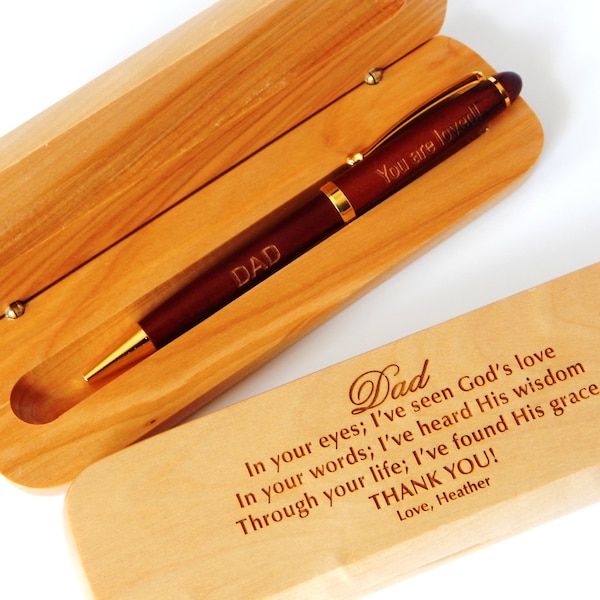 Christian Gifts for Men - Dad Christmas Gift from Daughter - Personalized Wooden Pen - Religious Gift for Him