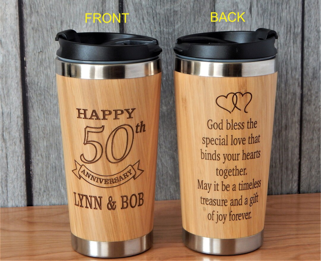 Personalized Anniversary Mug: Engraved Bamboo Travel Tumbler - Etsy