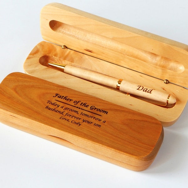 Father of the Groom Gift - Gifts for Dad from Son on Wedding day - Personalized Wooden Pen