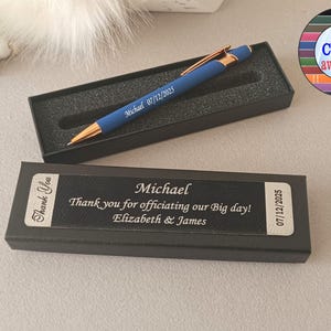Personalized Officiant Gift Pen and Box | Custom Gifts for Officiant | Pastor Gift | Officiant Proposal | Wedding Party Favor Gifts Engraved
