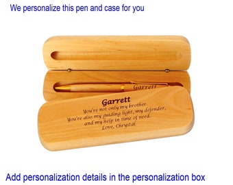 Personalized Brother Wood Pen & Case: Custom Engraved Gift