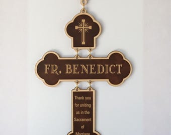 Priest Wedding Officiant Cross: Engraved Pastor Wedding Gift