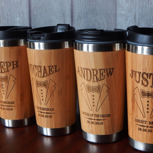 Personalized Tumblers for Groomsmen Engraved Leatherette Etsy