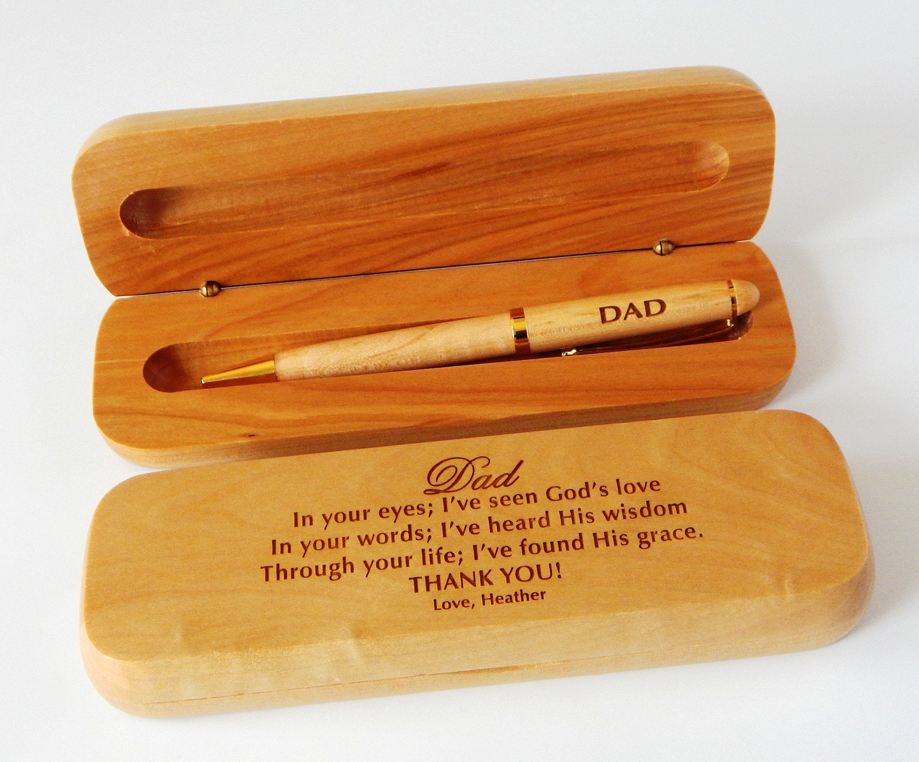 Christian Gifts for Men - Dad Christmas Gift from Daughter - Personalized Wooden Pen - Religious Gift for Him