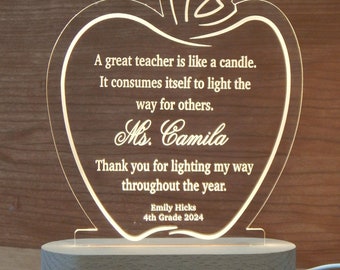 Personalized Teacher Gifts | Gift for Teacher | Apple End of Year Plaque/ Award | Classroom Desk Sign Teacher Appreciation