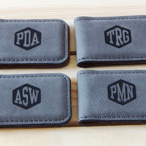 Monogram Money Clips for Men Groomsmen Gift Personalized Leather Money Clip Gifts Set image 1