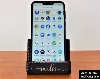 Engraved Cell phone Stand for Desk: Custom Tablet Holder