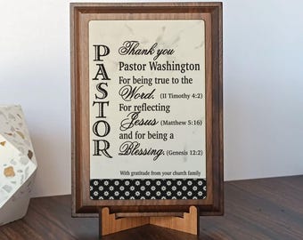 Custom Pastor Gift: Personalized Wood Plaque,  PLP042