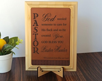 Personalized Pastor Plaque: Engraved Wood Gift for Minister, PLP044