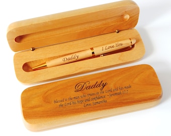 Gift for Dad - Wooden Pen - Christian Men Gifts - Personalized Christmas Gift from Daughter