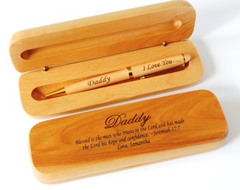 Christian Dad Gift: Personalized Wooden Pen and Box