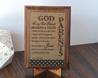 Personalized Godparent Gift: Engraved Baptism Wood Plaque