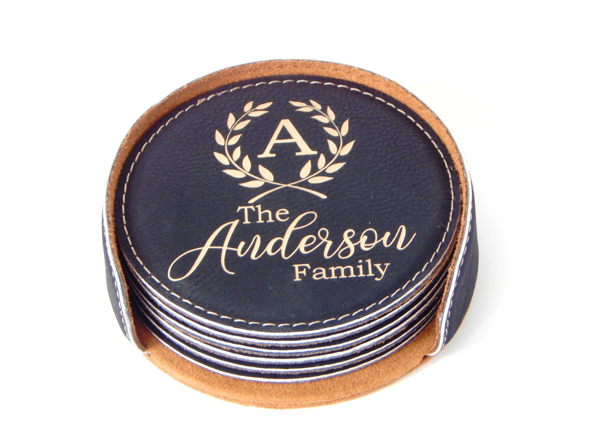 Personalized Coasters with Holder Engraved Coaster Set for Etsy