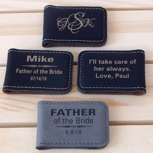 Monogram Money Clips for Men Groomsmen Gift Personalized Leather Money Clip Gifts Set image 3