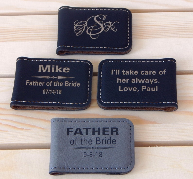 Monogram Money Clips for Men Groomsmen Gift Personalized Leather Money Clip Gifts Set image 3