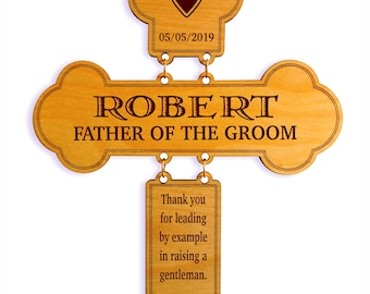 Father of the Groom Gift from Bride - Father in Law Wedding Gifts - Personalized Wall Cross, DFG001