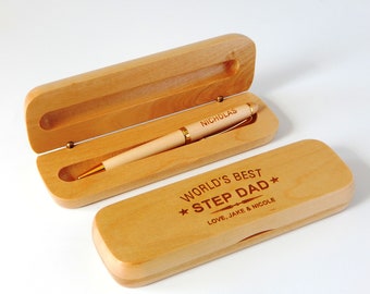 Engraved Bonus Dad Gift: Custom Wood Pen Present