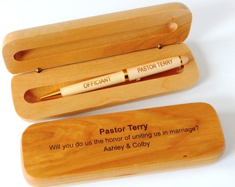 Wedding Officiant Proposal Gift: Engraved Wooden Pen