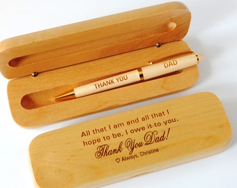 Engraved Dad Gift: Personalized Wood Pen and Case