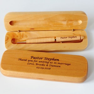 Wedding Officiant Gift Gifts for Pastor Personalized Wooden Pen image 1