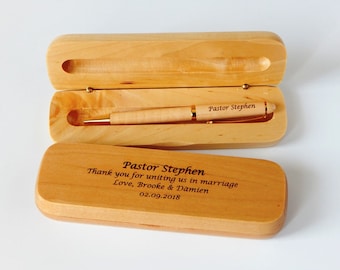 Wedding Officiant Gift | Personalized Wooden Pen | Wood Gifts for Pastor | Engraved Officiant Proposal Gift | Custom Handmade Rosewood Pens