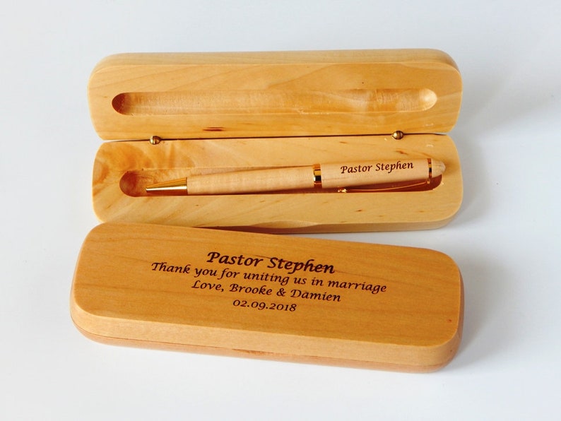 Wedding Officiant Gift Gifts for Pastor Personalized Wooden Pen image 1