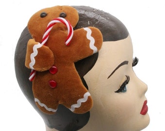 Fascinator Lebkuchenmann, Headpiece Zuckerstange für Weihnachten