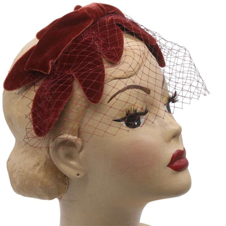 Bandeau Half Hat With Leaves Bow Veil, Net Ladies Fascinator  display picture 2