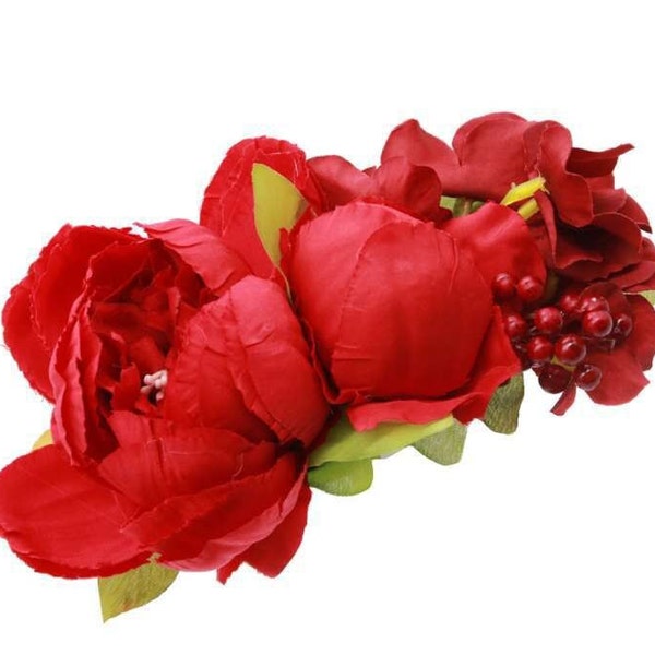 Hair flower fascinator hair clip brooch noble red xxl