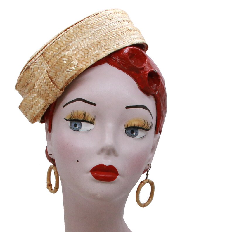 Pillbox Hat Made of Straw Vintage Style Etsy