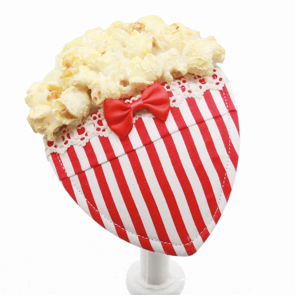 Fascinator Popcorn Headpiece stripes red white cinema sweets