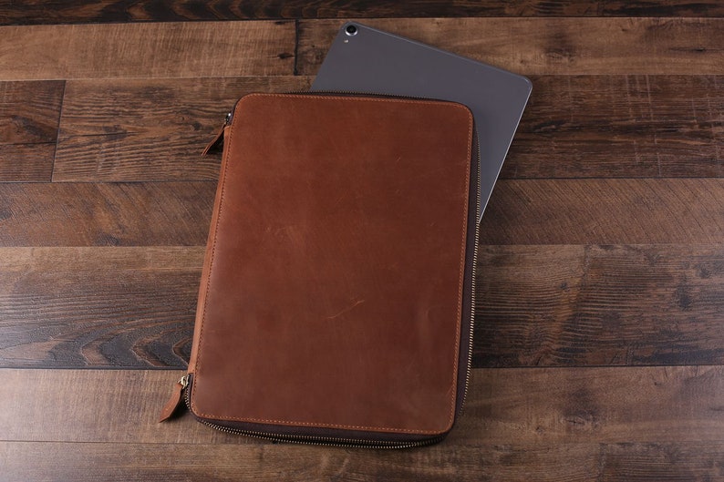 iPad Pro Passport Holder with Monogram Document Organizer Unique Groomsmen Gift Large Personalized Leather Travel Wallet Wedding Gift