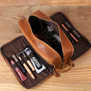 Cadeaux garçons d'honneur, proposition de garçons d'honneur, trousse de toilette en cuir imperméable, trousse de toilette en cuir personnalisée, trousse de rasage pour homme, cadeaux de demoiselle d'honneur