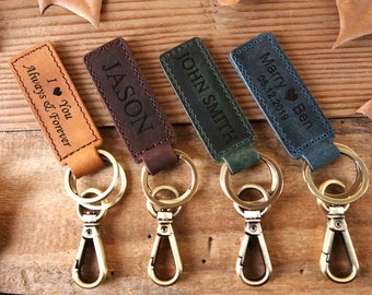 Personalized Leather Keychain, Customized Keychain, Engraved Leather Key Chain, Groomsmen Gift, Birthday Gift, Anniversary Gift, Best Gift