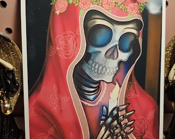 Santa Muerte 5×7 Print - Matte Photo Paper, Hand-Drawn Artwork