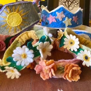 Wool crowns, Waldorf, birthday gift, wool crowns, open ended play, solstice gifts, dress up, just because gift