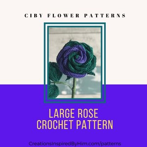 Rose, Large Rose Crochet Pattern, Crochet Pattern, Crochet Flowers, Rose Pattern, Home Decor, Minimalist, Halloween image 2